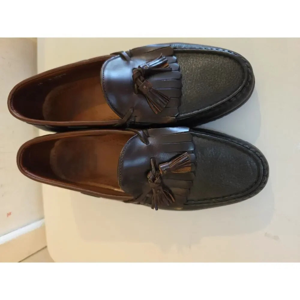 Allen Edmonds Nashua 42250 Men's Black Brown Leather Tassel Loafer Shoes Sz 10D